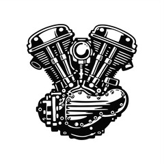 simple stencil vintage vector illustration drawing v-twin engine © Angga