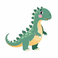 Naklejka premium Cute cartoon green dinosaur illustration