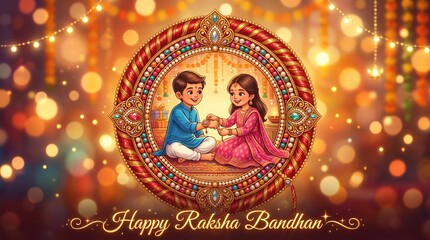 Obraz premium Happy Raksha bandhan 2025, raksha bandhan themed poster with minimalistic elements