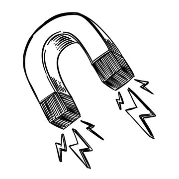 magnet vector line art hand drawn illustration