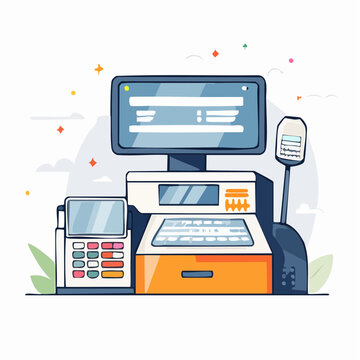 Modern Cash Register and Payment Terminal Illustration