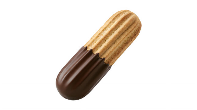 Chocolate Dipped Shortbread Biscuit Isolated on White Background