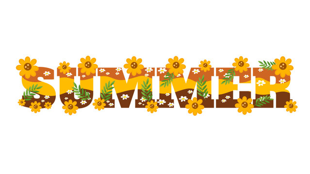 bold summer word art embellished with miniature sunflower patterns