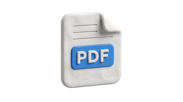3D PDF File Document Icon Isolated on White Background