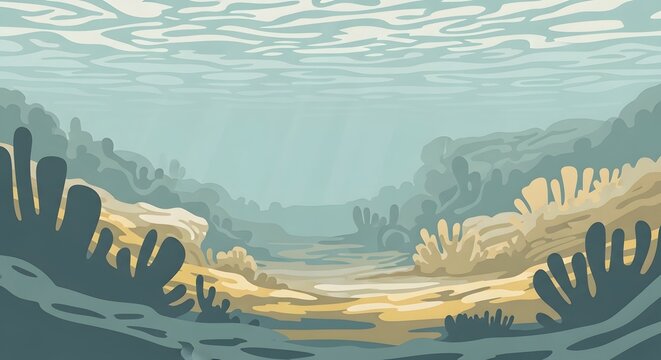 Photo of vibrant underwater scene with coral reefs and sunlight filtering through the water