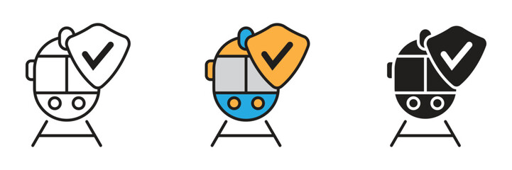 Electric train icon with check mark. Electric train icon © sunaerih