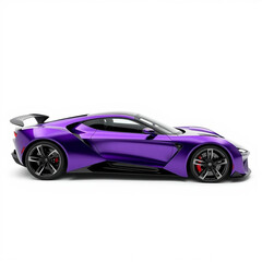 Naklejka premium Sleek Purple Concept Car Isolated on White