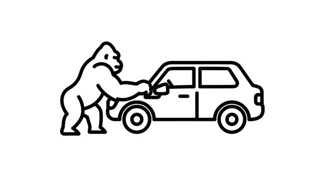 Gorilla Washing Car Icon