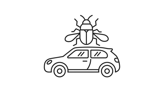 Insect on Car Icon: Bug Splatter on Vehicle Windshield - Cleanliness Concept