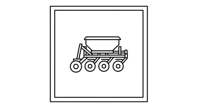 Agricultural seeder machine icon, farming equipment, vector illustration