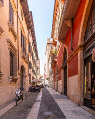 Fototapeta premium Colorful street view in Verona City of Italy