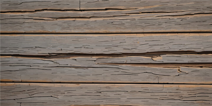 Weathered brown gray wooden plank background with deep cracks and texture