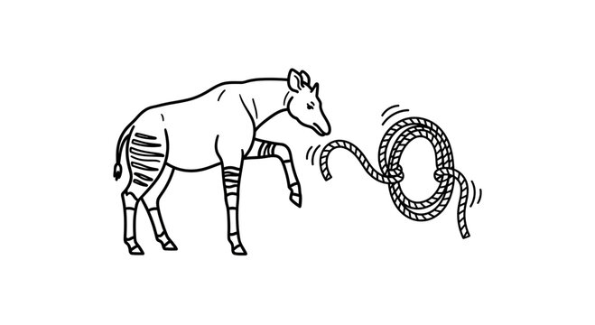 Okapis with Rope Illustration