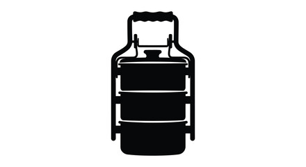 Fototapeta premium tiered tiffin carrier with handle black silhouette on white background