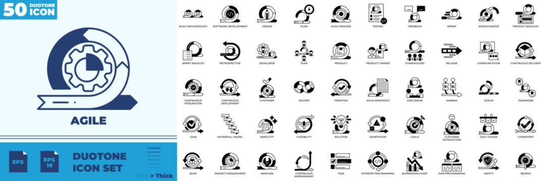 Agile Duotone Editable Icons set