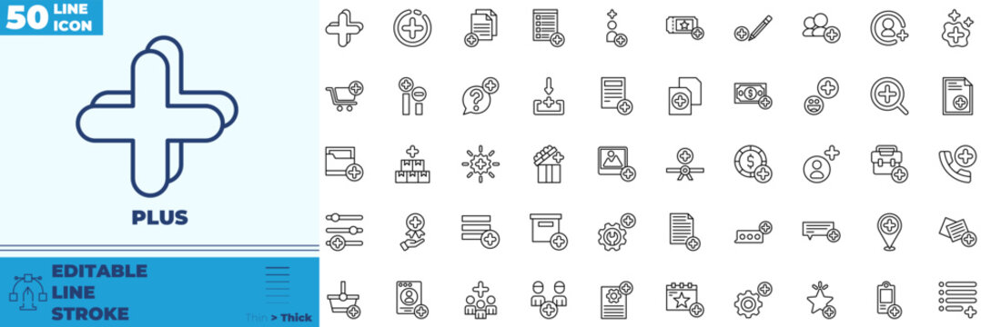 Plus Line Editable Icons set