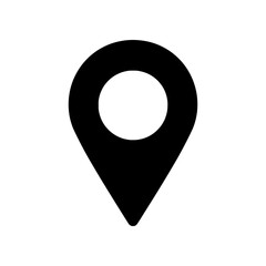 Minimal location pin icon with simple shape and center circle. Clean flat SVG design ideal for maps, navigation, GPS, travel apps, and location-based services. © puntip_a