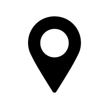 Minimal location pin icon with simple shape and center circle. Clean flat SVG design ideal for maps, navigation, GPS, travel apps, and location-based services.