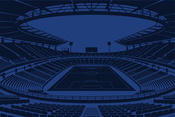 Blue football stadium illustration vector background for sport event world cup © Aprttidur