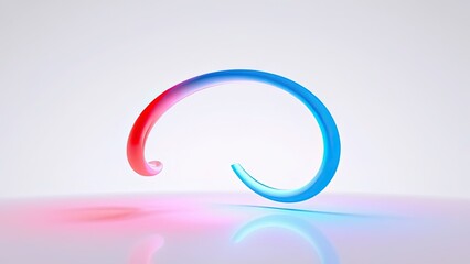 Fototapeta premium A modern abstract form creating a sleek, dynamic curve with a vibrant red to blue gradient, rendered in 3D for a futuristic and clean visual presentation, offering an elegant reflection