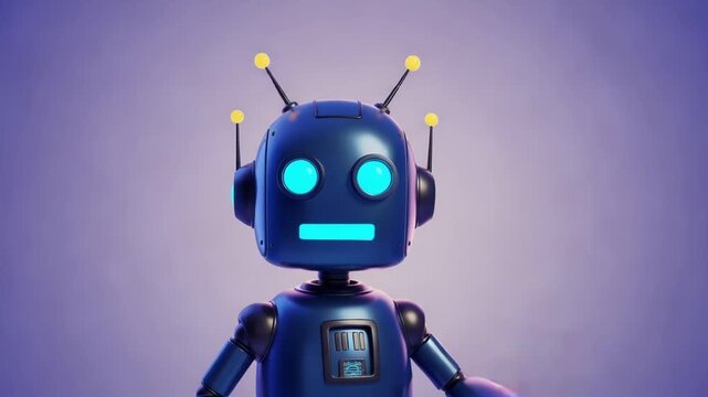 3d render of a friendly blue robot character