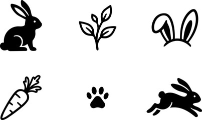 Obraz premium Rabbit and Nature Icons Set