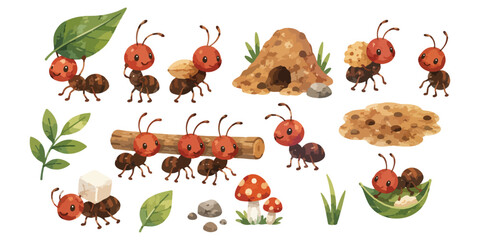 Watercolor Ants Clipart Set © dian's