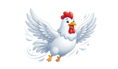 Fototapeta premium Cute flying chicken 3D vector illustration with open wings cartoon farm bird isolated on white background