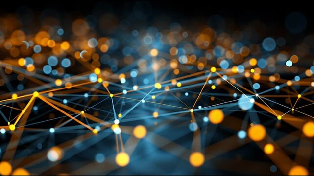 Global network on Earth concept Abstract business connection of lines from nodes It is connected to endless nodes and represents the innovation of communication in the networking