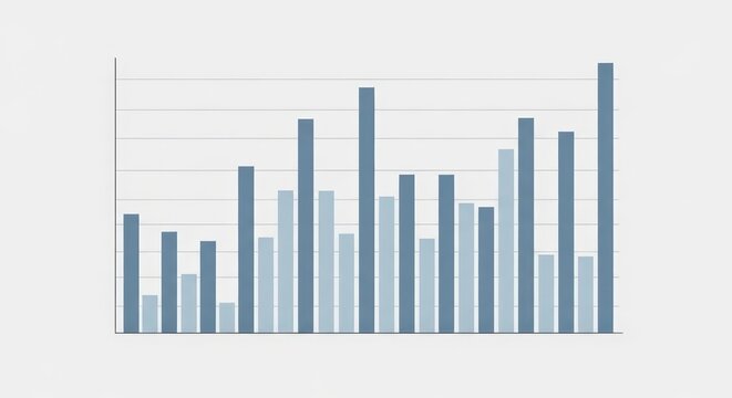 A clean and modern bar chart displaying various data points with multiple series in shades of blue and grey against a light background.