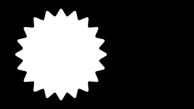 Ribbon Cockade Star Shape Film Matte Overlay spinning and moving left to right Animation. Rosette Brawl Film Frame. Geometric design symbol border. 4K Seamless loop.