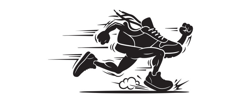 Dynamic Running Sneaker Mascot: Vector Speed Illustration