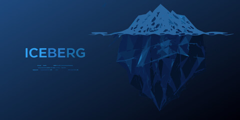 polygonal iceberg illustration with blue gradient and geometric shapes © Apurba