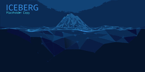 polygonal iceberg illustration with glowing light low poly glacial formation in blue © Apurba