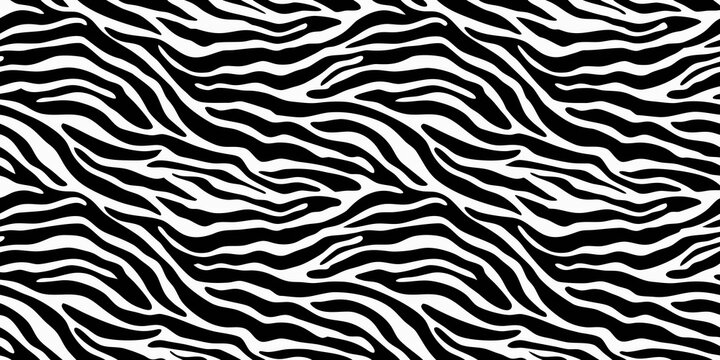 Seamless black and white zebra stripe pattern bold contrasting lines animal print background