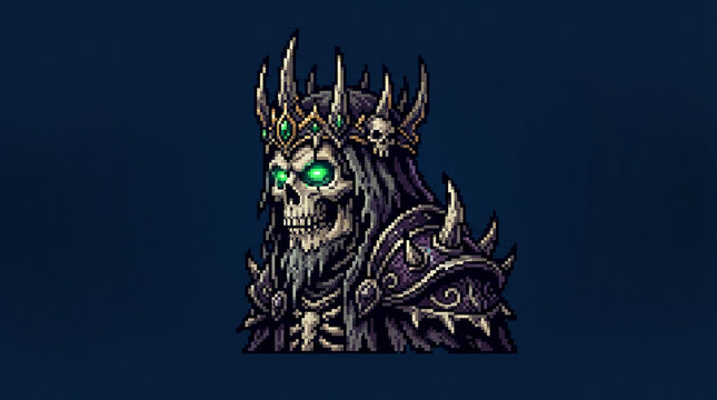 Pixel Art Skull King Portrait