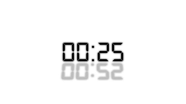 Countdown Digital Clock Animation 30 to 0 second Countdown digital clock timer icon.Animation of glowing 30 to 0 second countdown timer. minute stopwatch , analog clock icon animation. 4k