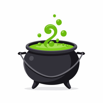 Witches Cauldron with Bubbling Green Potion