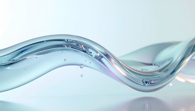 Abstract flowing liquid wave with water bubbles and crystal reflection　水の気泡とクリスタルな反射を伴う流動的な液体ウェーブのアブストラクト　イラスト