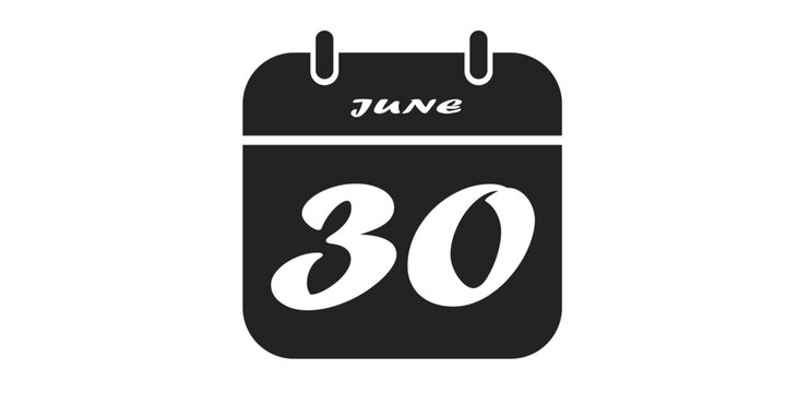 Complete set of minimalist calendar icons featuring daily dates from 1 to 31 for the months of June 2026