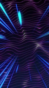 Vertical video: Edge cyan beams moving inward starting dotted grid rippling into tunnel effect