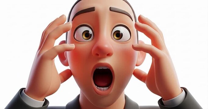 Animated male character with surprised expression and open mouth
