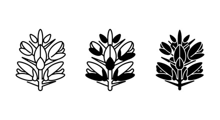 Botanical Bud Icon Set, Floral Stem Silhouette Collection, Nature Plant Vector Graphics, Simple Blossom Outline Art © MdShahadat