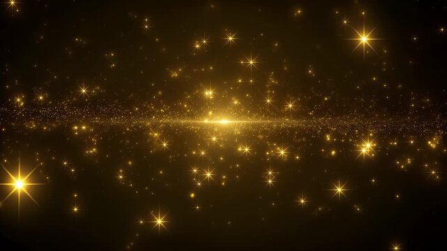 Luxurious Gold Glitter and Light Particles Background Full HD 4K　豪華なゴールドグリッターと光の粒子の背景素材 フルHD　