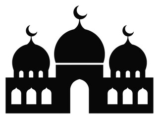 Silhouette of a mosque with domes and crescent moons © Sultana
