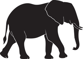 Fototapeta premium Elephant Silhouette: A striking silhouette of an African elephant in profile, showcasing its majestic form and powerful presence.