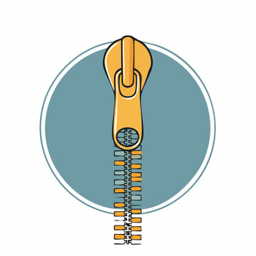 Illustration of a Yellow Zipper Pull Tab and Teeth