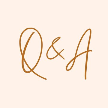 Elegant cursive handwriting of the letters q and a on cream background