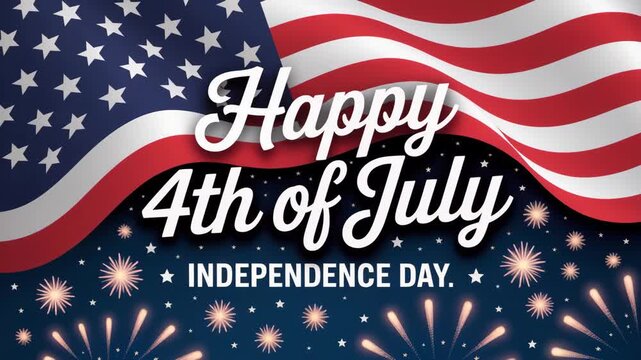 Celebrate july 4th with fireworks and waving american flag on independence day 4K Ai HD high quality video.