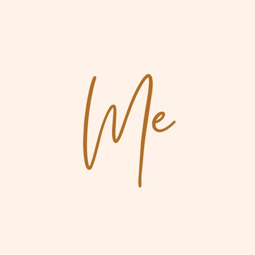 Elegant handwritten calligraphy script letters spelling out the simple word me word